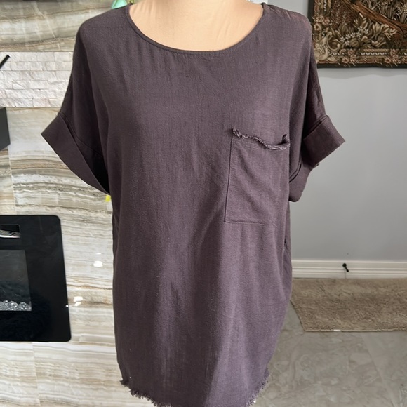 Umgee Boho Rayon Fringed Top Linen Blouse . Size M (245) - Picture 2 of 11